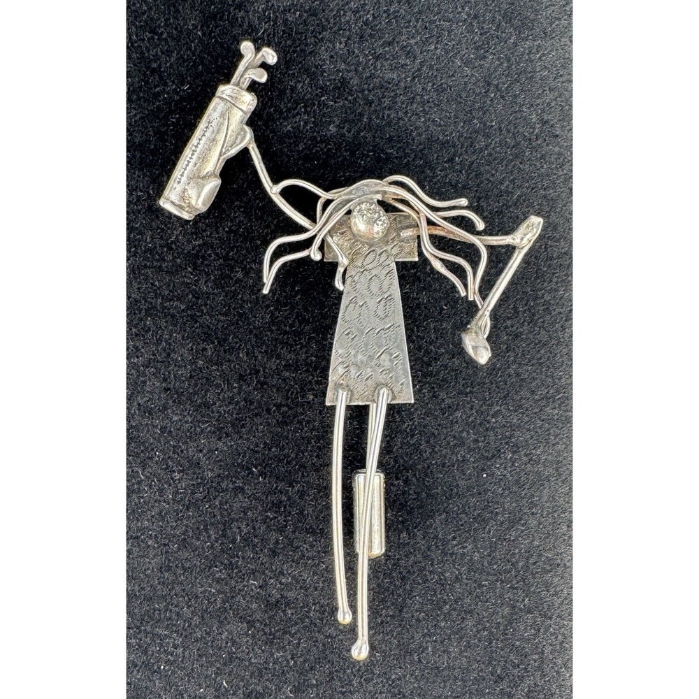Jeff Storey LHTC 87-88 Sterling Silver Golfer Golf Brooch Pin 5.50g